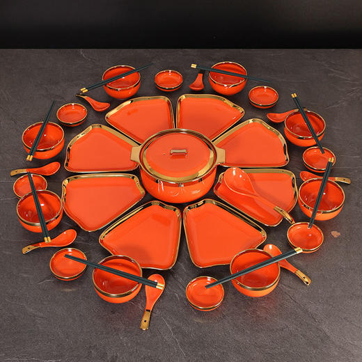 家用扇形圆桌摆盘创意扇形拼盘餐具过年团圆餐具菜盘盘子碗碟套装 商品图2