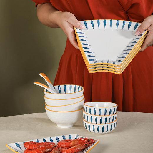 陶瓷拼盘碟子圆形网红盘子组合创意家用摆盘餐具过年夜饭团圆套装 商品图4