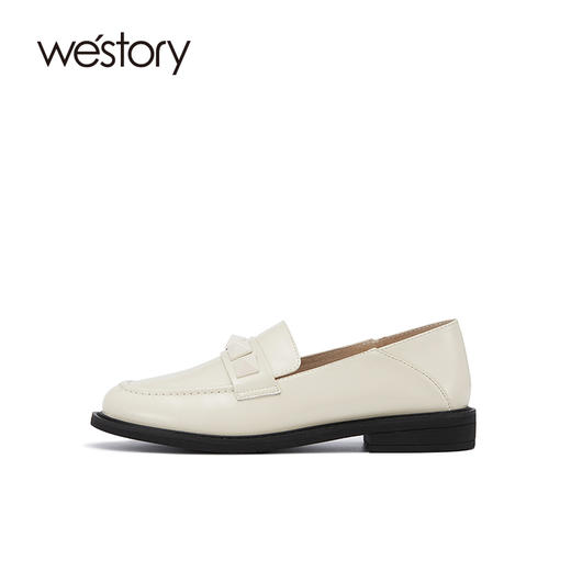 westory休闲纯色乐福鞋jk圆头真皮深口皮鞋英伦风一脚蹬平底单鞋S22AM54221 商品图1