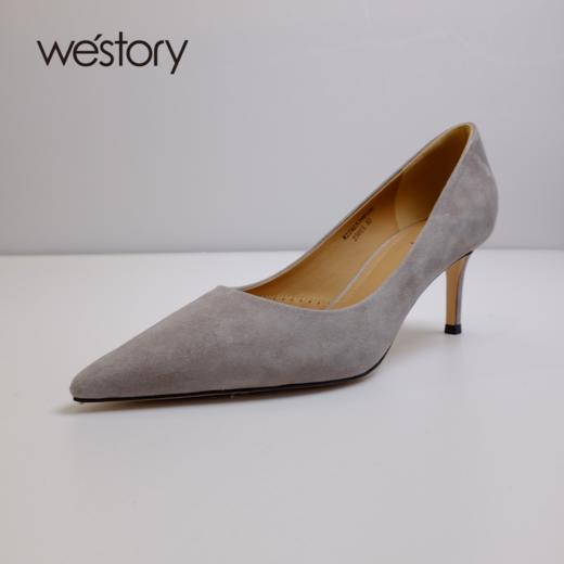 westory通勤高跟鞋磨砂小众设计感单鞋细跟尖头职场ol女鞋纯色W22AE53991 商品图3