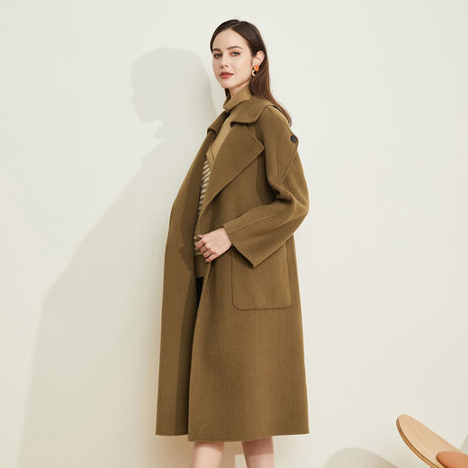 LH9F9斯尔丽瑟俪秋冬优雅气质大翻领双面呢大衣长款女2021新款 商品图2