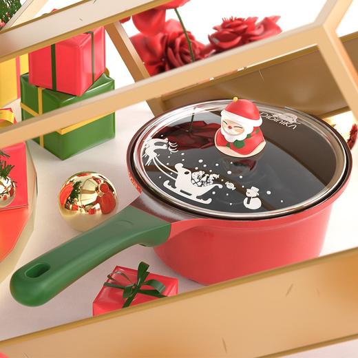 Didinika 2020圣诞限量款宝宝辅食锅婴儿奶锅17cm小锅平底汤锅麦饭石不粘锅煮泡面热牛奶锅 3D圣诞老人款（奶锅+煎锅+硅胶勺） 商品图6