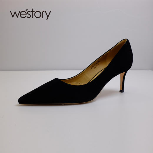 westory通勤高跟鞋磨砂小众设计感单鞋细跟尖头职场ol女鞋纯色W22AE53991 商品图1