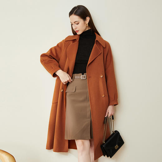 LH9V6斯尔丽瑟俪2021秋冬新款经典双排扣复古长款保暖显瘦羊毛双面呢 商品图0