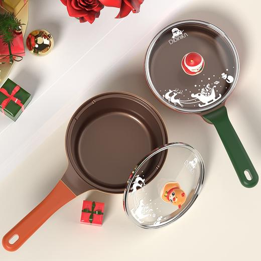 Didinika 2020圣诞限量款宝宝辅食锅婴儿奶锅17cm小锅平底汤锅麦饭石不粘锅煮泡面热牛奶锅 3D圣诞老人款（奶锅+煎锅+硅胶勺） 商品图3