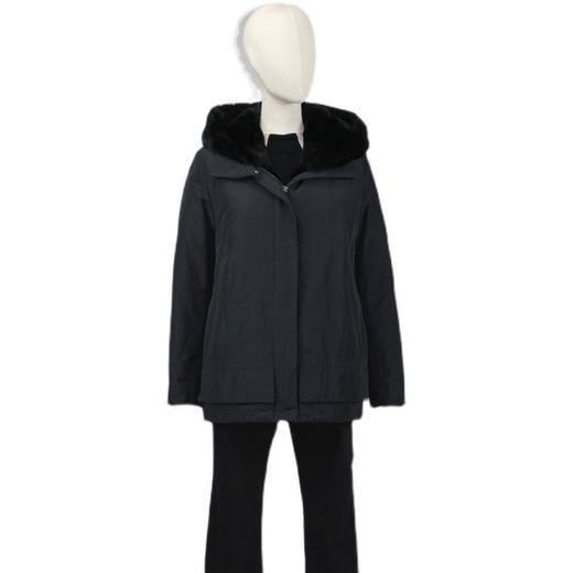 FOCALS福柯斯女装冬季獭兔毛可拆卸连帽拉链短款尼克服FYLDO723N1 商品图4