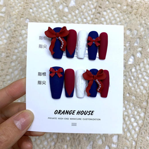 【手工定制美甲】手工美甲奢华假指甲学生气质成品穿戴甲反复使用 商品图2