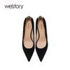 westory新款纯色绒面高跟鞋尖头细跟通勤女鞋职场ol时尚简约单鞋W22AE53891 商品缩略图2