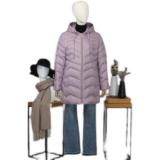 FOCALS福柯斯女装冬季新款连帽中长款拉链羽绒服FRGDD758ZA 商品图4