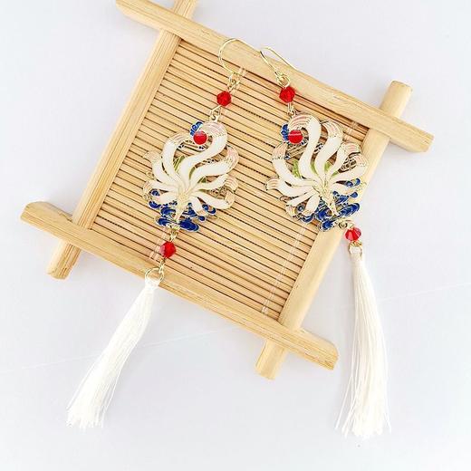 日韩新品 山海经神兽 九尾天狐 长款流苏耳环耳夹 商品图2