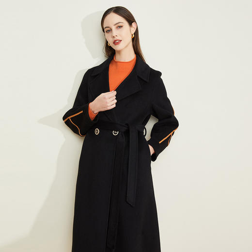 LH9H7斯尔丽2021新款秋冬瑟俪时尚收腰显瘦翻领双面呢长款羊毛大衣女 商品图2