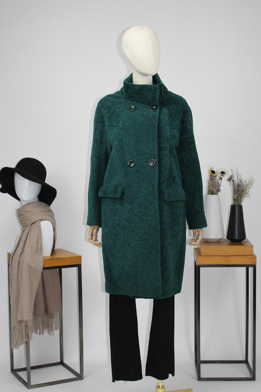 FOCALS福柯斯女装冬季双排扣长款皮毛一体皮草外套大衣FYLDK738G3 商品图5