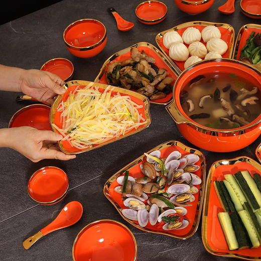 家用扇形圆桌摆盘创意扇形拼盘餐具过年团圆餐具菜盘盘子碗碟套装 商品图1