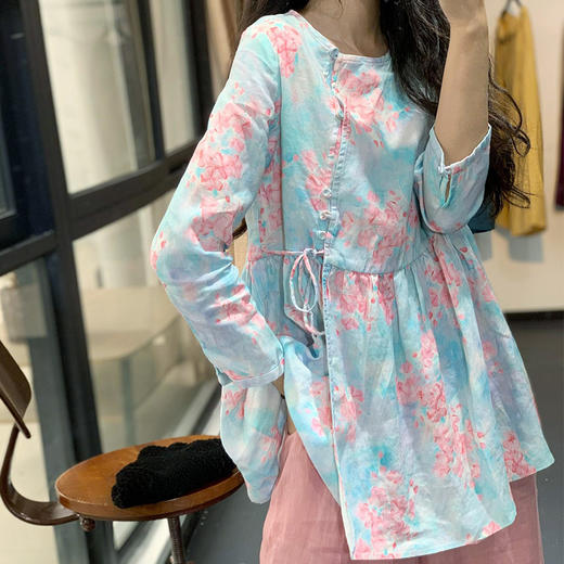 裁缝学苑AG231 斜襟亚棉麻衬衫纸样女装上衣复古中式衬衣服装图纸 商品图1