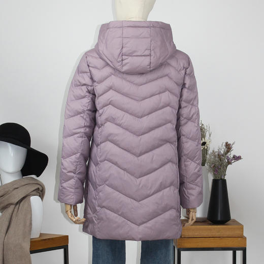 FOCALS福柯斯女装冬季新款连帽中长款拉链羽绒服FRGDD758ZA 商品图2