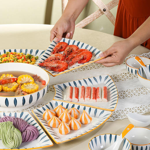 陶瓷拼盘碟子圆形网红盘子组合创意家用摆盘餐具过年夜饭团圆套装 商品图2