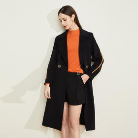 LH9H7斯尔丽2021新款秋冬瑟俪时尚收腰显瘦翻领双面呢长款羊毛大衣女