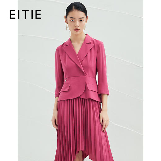 EITIE爱特爱冬季新品高腰修身立体西装拼接优雅不规则裙摆假两件连衣裙6507243 商品图0