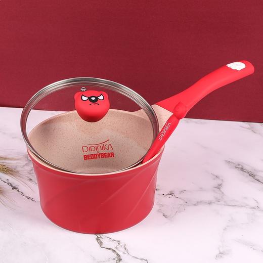 Didinika 迪迪尼卡乖乖熊宝宝辅食锅婴儿奶锅18cm小锅平底汤锅麦饭石不粘锅煮泡面热牛奶锅（奶锅+煎锅+硅胶勺子） 商品图7