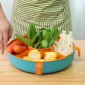 【多功能旋转沥水篮，旋转火锅篮】果肉盘分离 一格一物不串味，家用厨房火锅拼盘多格水果盘洗蔬菜篮