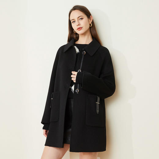 LH9J4斯尔丽2021瑟俪秋冬新款时尚感通勤外套单排扣双面呢中长款大衣 商品图2