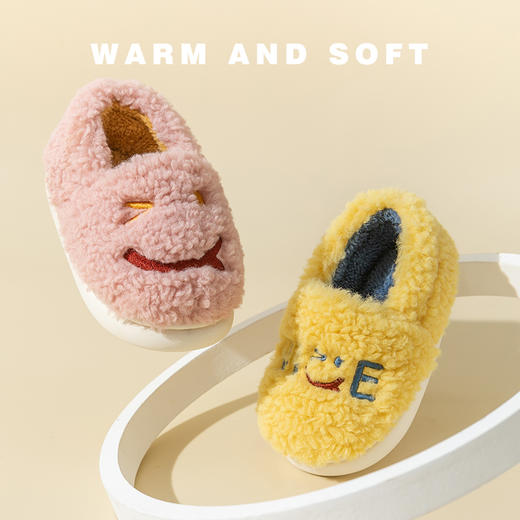 【蓬松柔软 温暖“小脚丫”】冬季儿童拖鞋男童室内家居鞋防滑女童毛绒鞋卡通宝宝包跟棉拖鞋 商品图7