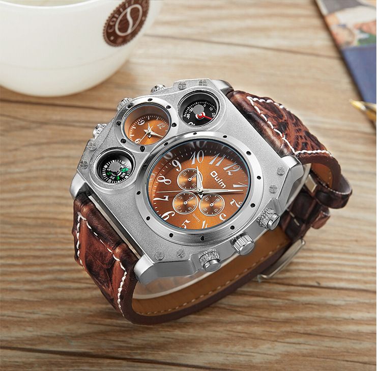 Oulm 1349 Men s Dual Movement Sports Military Watch with Compass