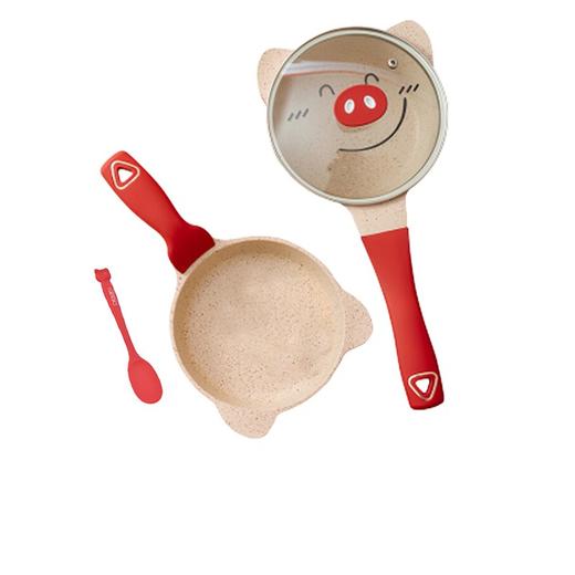 Didinika 迪迪尼卡宝宝辅食锅婴儿奶锅16cm小锅平底汤锅麦饭石不粘锅煮泡面热牛奶锅（奶锅+煎锅+硅胶勺子） 商品图10