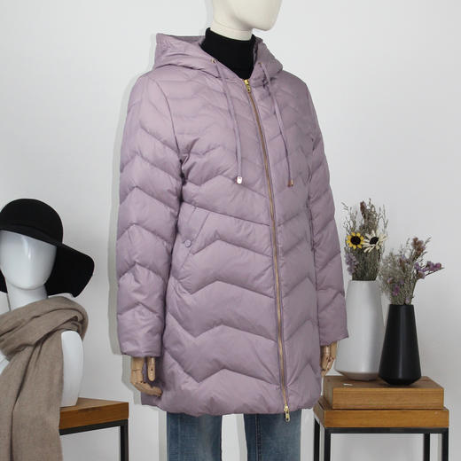 FOCALS福柯斯女装冬季新款连帽中长款拉链羽绒服FRGDD758ZA 商品图1