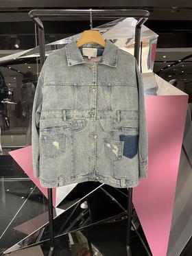 背后印花毛领牛仔外套