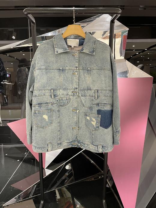 背后印花毛领牛仔外套 商品图0