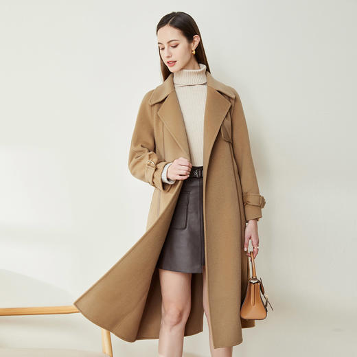 LH9V5斯尔丽瑟俪2021秋冬新款时尚翻领精致保暖舒适长款双面呢女式大衣 商品图0