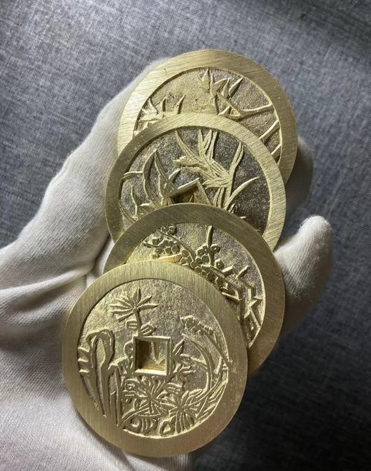 古法翻砂工艺铸造 当代工艺品花钱-川炉套花四枚一套 GY020 商品图4
