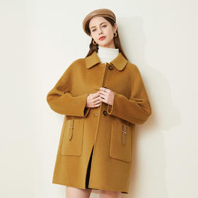 LH9J4斯尔丽2021瑟俪秋冬新款时尚感通勤外套单排扣双面呢中长款大衣