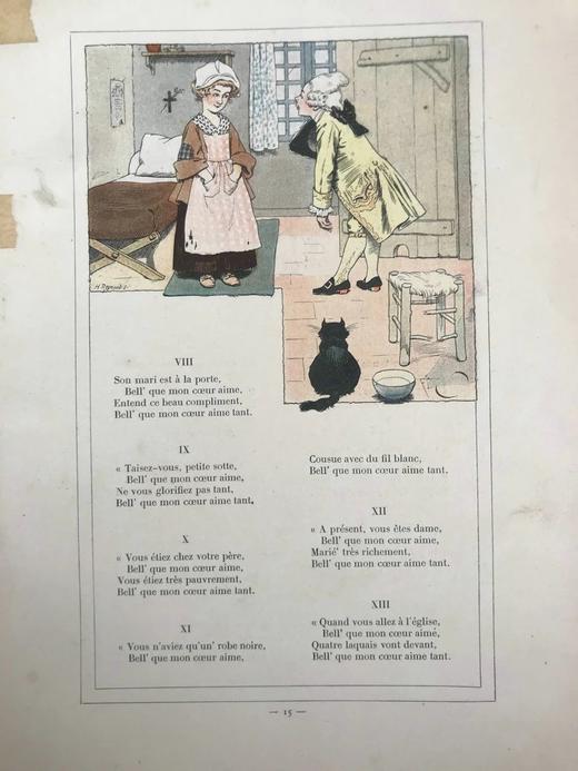 【法语】约20世纪早期 旧时代歌谣集 数十幅彩色插图 精装大16开 商品图12