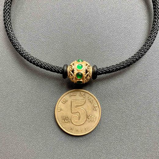 高冰种阳绿翡翠蛋面路路通手镯手链18k黄金镶嵌 商品图5