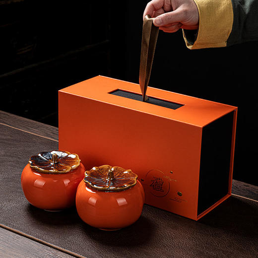 柿子茶叶罐家用防潮密封罐糖罐陶瓷创意事事如意储物罐 商品图8