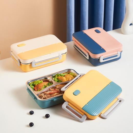 甲克虫日式大三格饭盒JKC-5719/970ml日式不锈钢饭盒 便当盒 上班族餐盒 不锈钢保温饭盒 商品图0