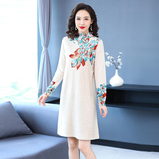 毛衣女半高领保暖羊毛衫2021秋冬新款洋气提花针织连衣裙子 EE-ED62-1105F6 商品图2