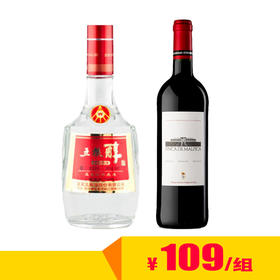 50度禧庆装五粮醇500ml+玛皮卡庄园红葡萄酒750ml 两瓶装
