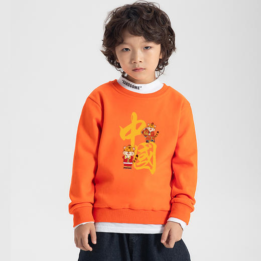 【儿童卫衣】冬季新款中小童保暖加绒复合绒运动套头圆领卫衣，新年卫衣 商品图1