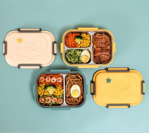 甲克虫星月不锈钢饭盒（三格）JKC-5733分格便携便当盒 学生上班族午餐盒304 商品图0