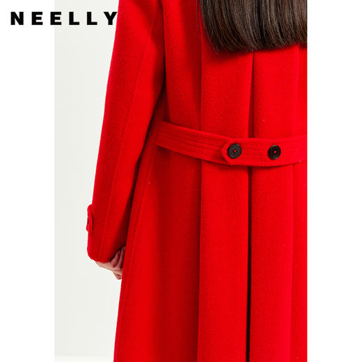 NEELLY纳俪商场同款气质翻领双排扣大衣收腰大气中长款毛呢外套N21121N01238 商品图2