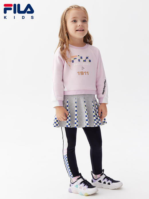 小斐乐女童连衣裙2022春季新款儿童小童洋气卫衣百褶半身裙K11G211320 商品图4