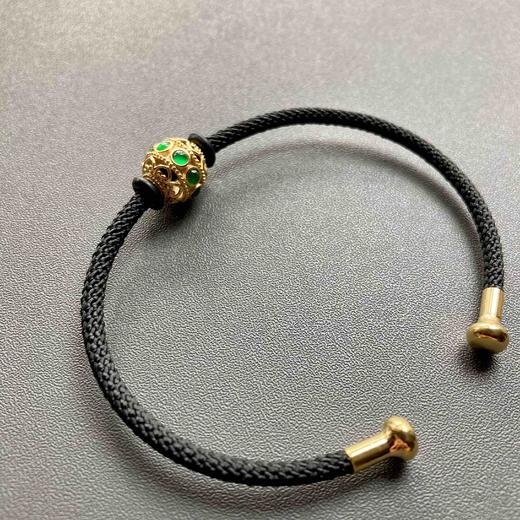 高冰种阳绿翡翠蛋面路路通手镯手链18k黄金镶嵌 商品图6
