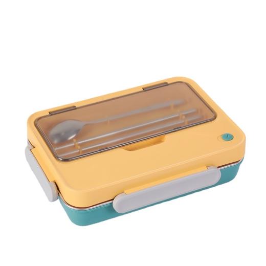 甲克虫大三格饭盒JKC-5721/970ml韩式不锈钢饭盒 学生便携分格便当盒 密封带餐具饭盒 商品图2