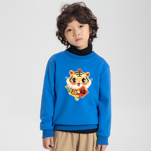 【儿童卫衣】冬季新款中小童保暖加绒复合绒运动套头圆领卫衣，新年卫衣 商品图2