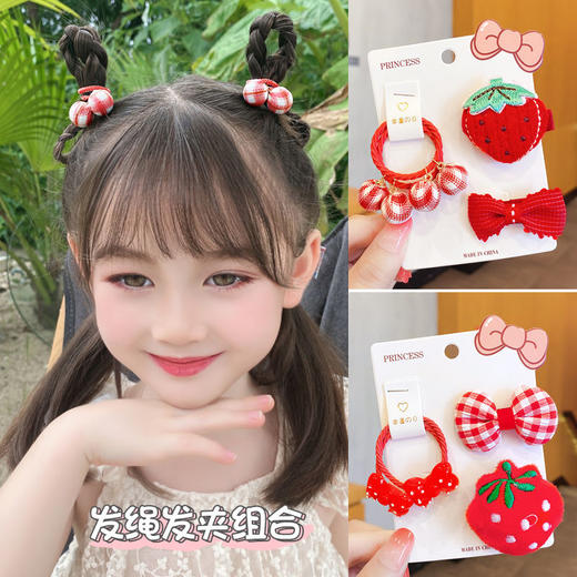 新年中国红蝴蝶结发圈儿童头饰可爱宝宝公主发饰编发小女孩头绳 商品图3