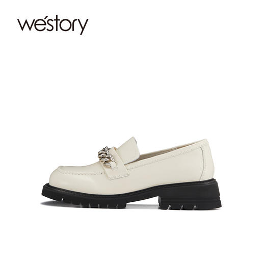 westory春季新款厚底一脚蹬乐福鞋链条中跟圆头单鞋女时尚松糕底S22AM54351 商品图2