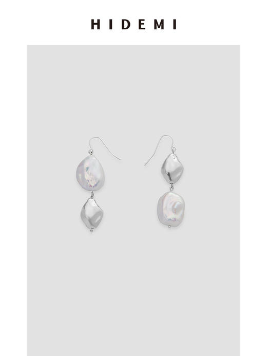 HIDEMI 异形珍珠不对称吊坠式耳环 商品图0